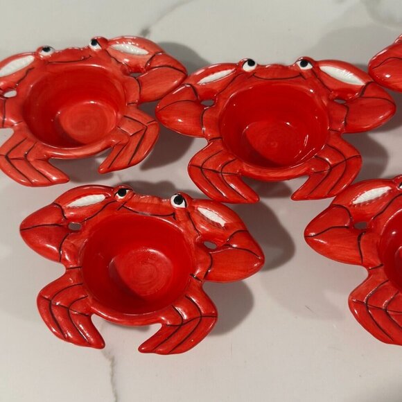 Set of five Vintage Ceramic CRAB BUTTER BOWL DISH Le Gourmet Chef Tableware 5" - Picture 3 of 7